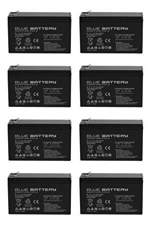 8 Adet Blue Battery 12v 7ah- Bakımsız Kuru Akü 2023 Eylül Üretim 12 Volt 7 Amper