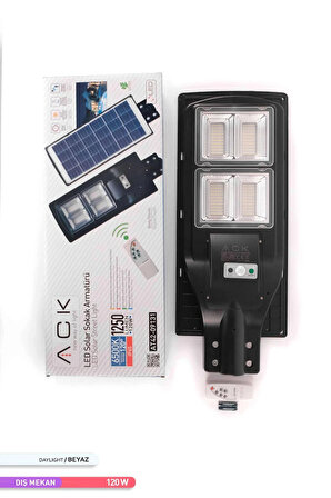 ACK 240 LED li LED Solar Sokak Armatürü Siyah Kasa 6500K Beyaz Işık 3.2V 120W