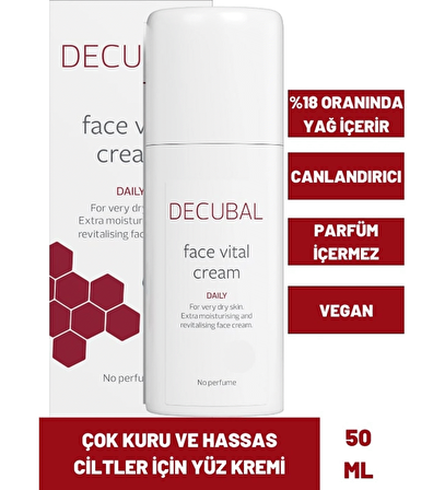 Decubal Face Vital  Kuru VE Hassas Ciltler İçin Ekstra Besleyici Krem 50 ml