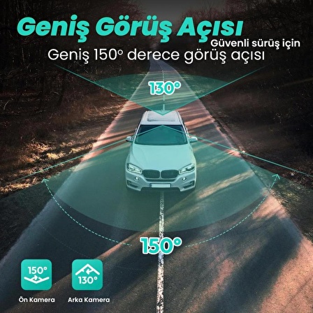 360+ G500H Pro Ön 3K QHD - Arka 1080P FHD 150° Geniş Açı Lens Gece Görüşlü Dahili Gps Modülü Akıllı Araç İçi Kamera