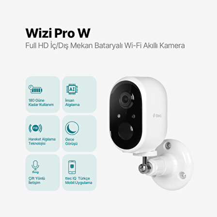 ttec Wizi Pro W Full HD İç/Dış Mekan Bataryalı Wi-Fi Akıllı Kamera