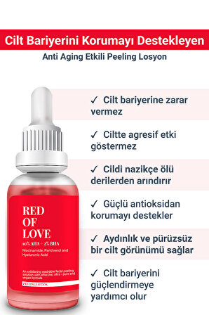 RED OF LOVE | Bariyer Onarımı & Güçlü Antioksidan Koruma Sağlayan Yenileyici Peeling Losyon