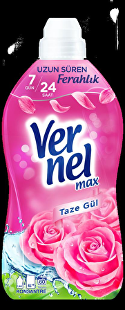 Vernel Max Taze Gül & Taze Lavanta Beyazlar ve Renkliler İçin Konsantre Yumuşatıcı 2 x 1440 ml 120 Yıkama