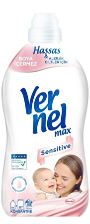 Vernel Max Sensetive Anti-Alerjik Taze Lavanta Beyazlar ve Renkliler İçin Konsantre Yumuşatıcı 4 x 1440 ml 240 Yıkama