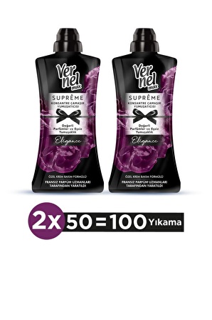 Vernel Max Supreme Elegance Beyazlar ve Renkliler İçin Konsantre Yumuşatıcı 2 x 1200 ml 100 Yıkama