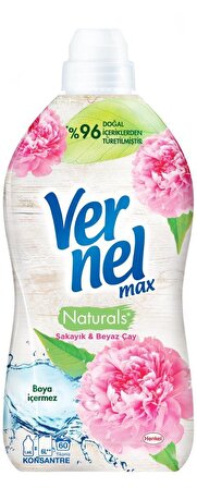 Vernel Max Naturals Şakayık & Beyaz Çay & Taze Gül Beyazlar ve Renkliler İçin Konsantre Yumuşatıcı 2 x 1440 ml 120 Yıkama
