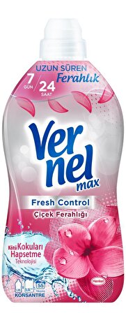 Vernel Max Fresh Control & Naturals Şakayık & Beyaz Çay & Çiçek Ferahlığı & Hindistan Cevizi & Buz Serinliği Beyazlar ve Renkliler İçin Konsantre Yumuşatıcı 4 x 1440 ml 230 Yıkama