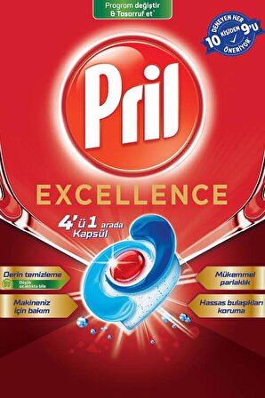Pril Excellence Bulaşık Makinesi Tableti 60'lı + Pril Bulaşık Makinesi Parlatıcı 450 ml 