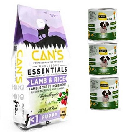 Cans Dog Puppy Yavru Köpek Maması Kuzu Etli 12 Kg + 3 Adet Konserve Hediyeli