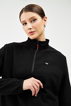  Kadın Dik Yaka Yarım Fermuar Kışlık Sweatshirt BPO-001