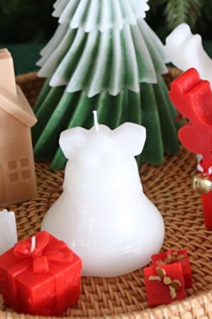 Yılbaşı Beyaz Çan Mum, Tarçın Kokulu Mum, Dekoratif Noel Mumu, Yeni Yıl Hediyesi, Ev Dekoru(3 Adet)