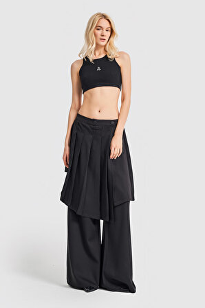 Kadın Siyan Renk Bol Kesim Tasarım Etek Pantolon