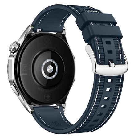 Huawei Watch GT 3 46mm ile Uyumlu Spor Örgü Desenli Dikişli 22mm Silikon Kordon