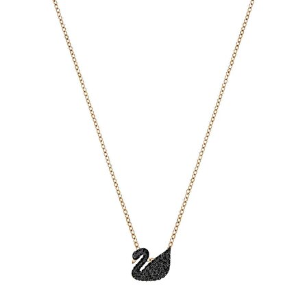 Iconic Swan Small Kolye, Siyah, Pembe Altın Rengi Kaplama 5204133