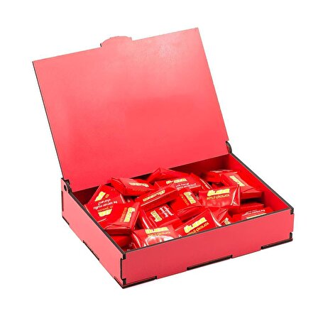Sevdiklerinize Özel Kırmızı Ahşap Hediye Kutusunda 40 Adet Ülker Napoliten Çikolata