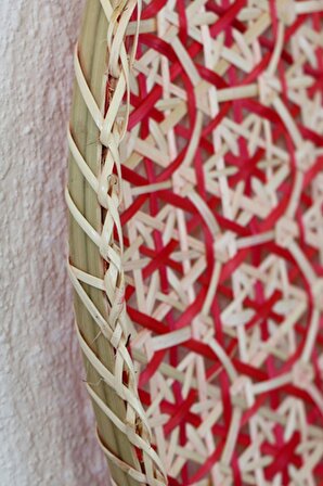 Japandi, Retro Eklektik, Bohem Afrikan, İskandinav Kırmızı Renk Bambu Dekoratif Duvar Dekoru 35 cm