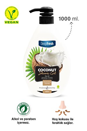 Deep Fresh Herbal Bitkisel Şampuan Hindistan Cevizi Yağı Özlü Tüm Saçlar 500 ml & Duş Jeli Coconut 1 lt