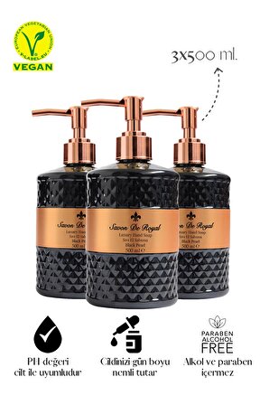 Savon De Royal Luxury Vegan Sıvı Sabun Black Pearl 3 x 500 ml