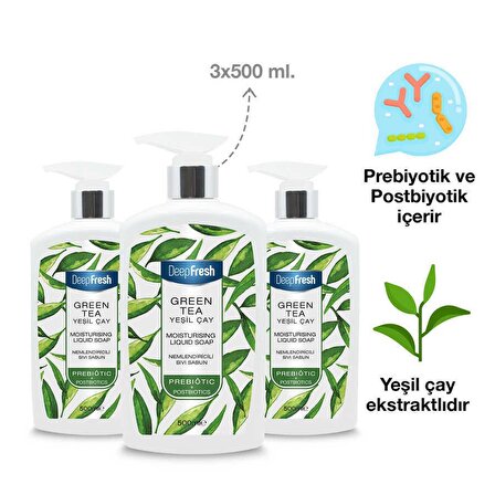 Deep Fresh Prebiyotik Nemlendirici Sıvı Sabun Yeşilçay 3 x 500 ml