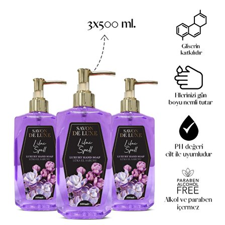 Savon De Luxe Luxury Floral Lilac Spell Sıvı Sabun 500 ml x 3 Adet