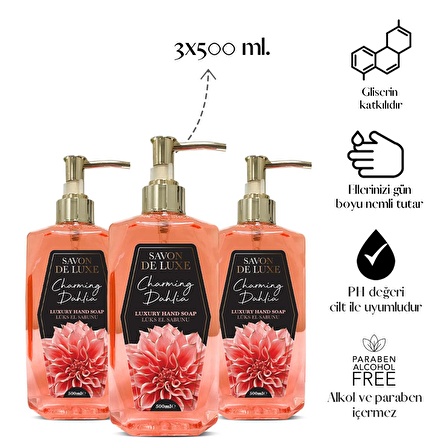 Savon De Luxe Luxury Floral Charming Dahlia Sıvı Sabun 500 ml x 3 Adet