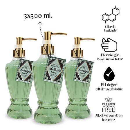 Savon De Luxe Nostalgia Green Luxury Sıvı Sabun 500 ml x 3 Adet