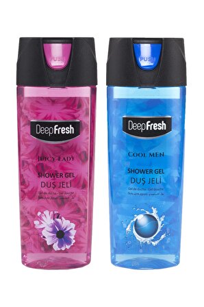 Deep Fresh Juicy Lady & Cool Men Canlandırıcı Tüm Ciltler İçin Kalıcı Kokulu Duş Jeli 2 x 500 ml