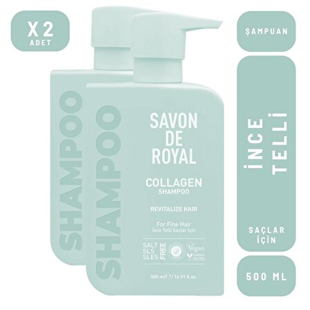 Savon De Royal Kolajen İçeren İnce Telli Saçlar İçin Canlandırıcı Etkili Şampuan 500 ml 2 adet