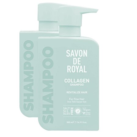 Savon De Royal Kolajen İçeren İnce Telli Saçlar İçin Canlandırıcı Etkili Şampuan 500 ml 2 adet
