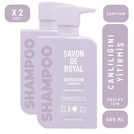 Savon De Royal Kreatin Yağı Canlılığını Yitirmiş Saçlar İçin Pürüssüz Etkili Şampuan 500 ml 2 adet