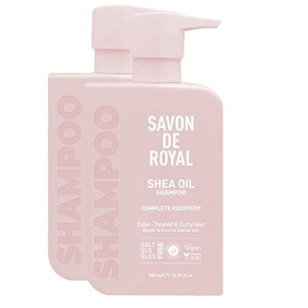 Savon De Royal Shea Yağı Boyalı ve Kıvırcık Saçlar İçin İyileşme Etkili Şampuan 500 ml 2 adet