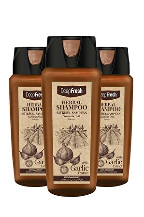 Deep Fresh Herbal Bitkisel Şampuan Sarımsak Özlü Kepekli Saçlar 3 x 500 ml