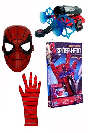 Örümcek Adam Spiderman Ok Atan Vantuz Ağ Fırlatan Eldiven Maske Seti