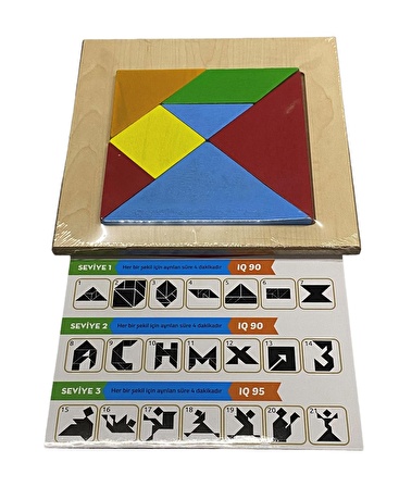 7 Parça Ahşap Tangram / Eğitici Çocuk Oyuncağı / Çocuk Zeka Gelişim Oyunu / Puzzle