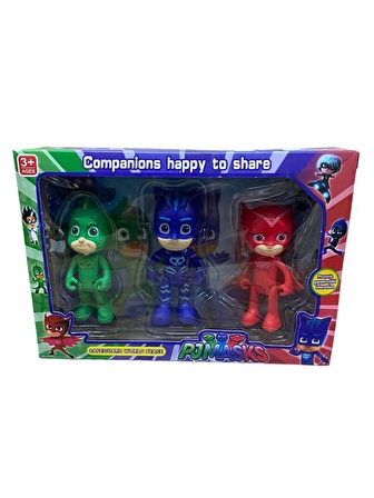 Pjmasks 3'lü Karakter Figür Oyuncak Seti Pijamaskeliler Oyuncak 3 Karakter