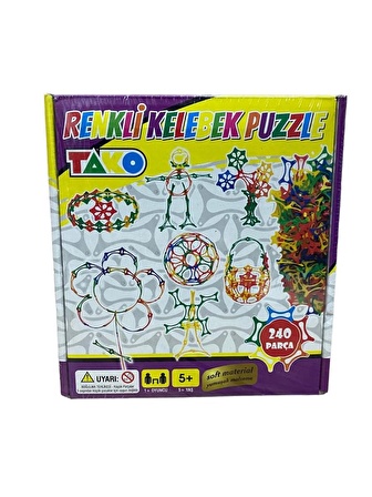 Kelebek Puzzle Yapboz Eğitici Çubuklar Koordinasyon ve Mantık Oyunu - 240 Parça Kutulu