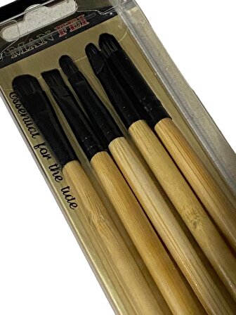 Bambu Saplı Makyaj Fırçası Seti - 5'li Bambu Fırça Seti
