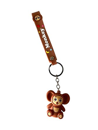 Kahverengi Maymun 3 Boyutlu Anahtarlık Ve Çanta Aksesuarı - Silikon Anahtarlık - Çanta Süsü