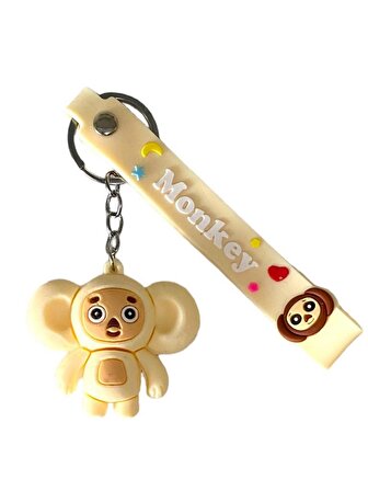 Sevimli Kukuli Maymun 3 Boyutlu Anahtarlık Ve Çanta Aksesuarı - Silikon Anahtarlık - Çanta Süsü