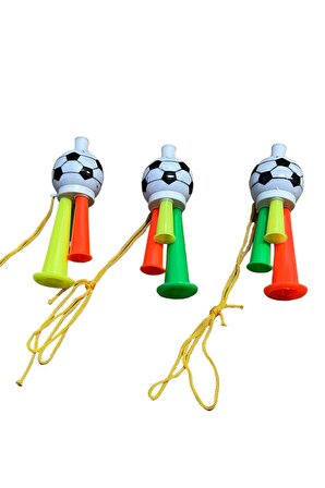 3 Adet Maç Kornası -  Sesli Üflemeli İpli Mini Maç Kornası - Maç Borazanı - Vuvuzela - Tribün Düdüğü