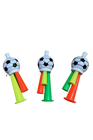 3 Adet Maç Kornası -  Sesli Üflemeli İpli Mini Maç Kornası - Maç Borazanı - Vuvuzela - Tribün Düdüğü