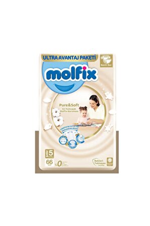 Molfix Pure&Soft Bebek Bezi Ultra Avantaj Paketi 5 Beden 11-18 Kg 66 Adet 