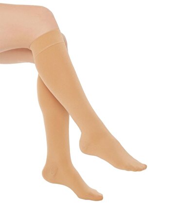 Diz Altı Varis Çorabı Burnu Kapalı (Bej Renk) Orta Basınç Ccl2 (Çift Bacak)