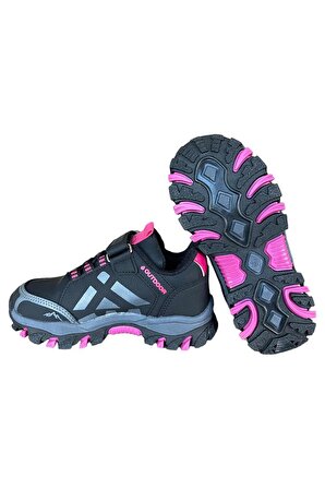 Outdoor Erkek Kız Çocuk Spor Bot Ayakkabı SİYAH - PEMBE