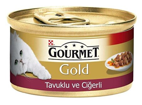 Gourmet Gold Tavuk ve Ciğerli Yetişkin Kedi Konservesi 85 gr