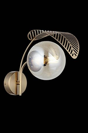 Margarita Modern Tasarım Lazer Yapraklı Şeffaf Globe Camlı Aplik