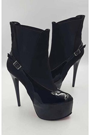 Kadın Siyah Rugan 21 Cm Yüksek Topuklu Platform Ayakkabı
