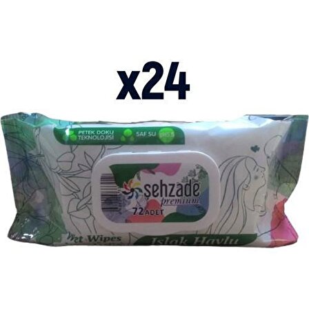 Şehzade Premium 24 x 72 Yaprak 24 Paket Islak Mendil