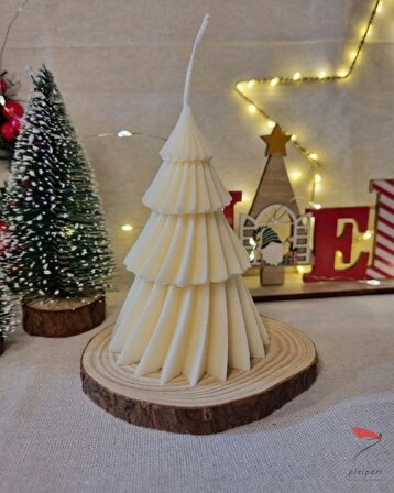 Yeni Yıl Süsleri, Beyaz Çam Ağacı Kokulu Mum, Yılbaşı Dekoratif Mum ve Noel Hediyelikleri 