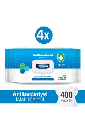 Deep Fresh Antibakteriyel 4 x 100 Yaprak 4 Paket Islak Mendil